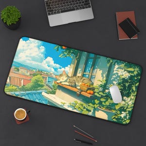 Cats Kawaii Deskmat | Cute Neko Gaming Mousepad | Aesthetic PC Mat | Non-Slip Large Pad for Gamers | Custom Office Decor Gift for Cat Lovers