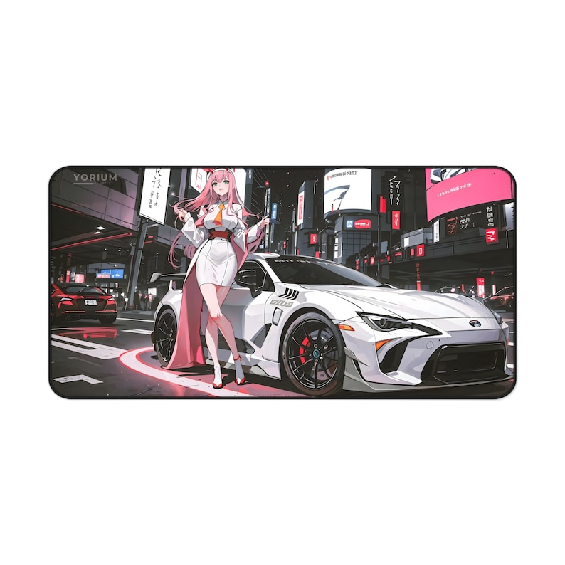 Waifu-bureaumat ahegao | Esthetische anime-muismat | Mangameisjes zwart wit anaglyph glitch glitchcore | XL XXL gaming-bureaumat muismat afbeelding 10