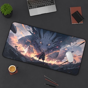 Dragon Mouse Pad | Fantasy Gaming Desk Mat XL | Cool Dragon Design | Unique Office Decor | Mythical Creature Gift | Dragon Lover Accessory