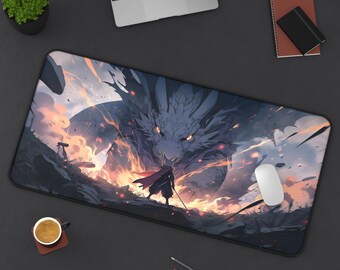 Dragon Mouse Pad | Fantasy Gaming Desk Mat XL | Cool Dragon Design | Unique Office Decor | Mythical Creature Gift | Dragon Lover Accessory