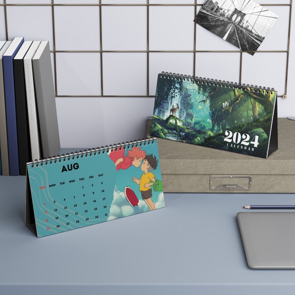 Anime 2024 Desk Calendar | Studio G-Inspired | Office Desk Decoration | Ponyo | Totoro | Studio Ghibli | Desk Decor