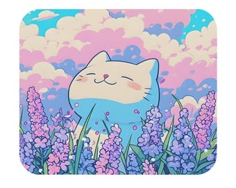 Alfombrilla de ratón con forma de gato adorable / Alfombrilla de escritorio de anime kawaii / Alfombrilla de ratón pequeña para juegos / Adorable decoración de escritorio / Regalo para amantes de los gatos / Accesorio de oficina kawaii