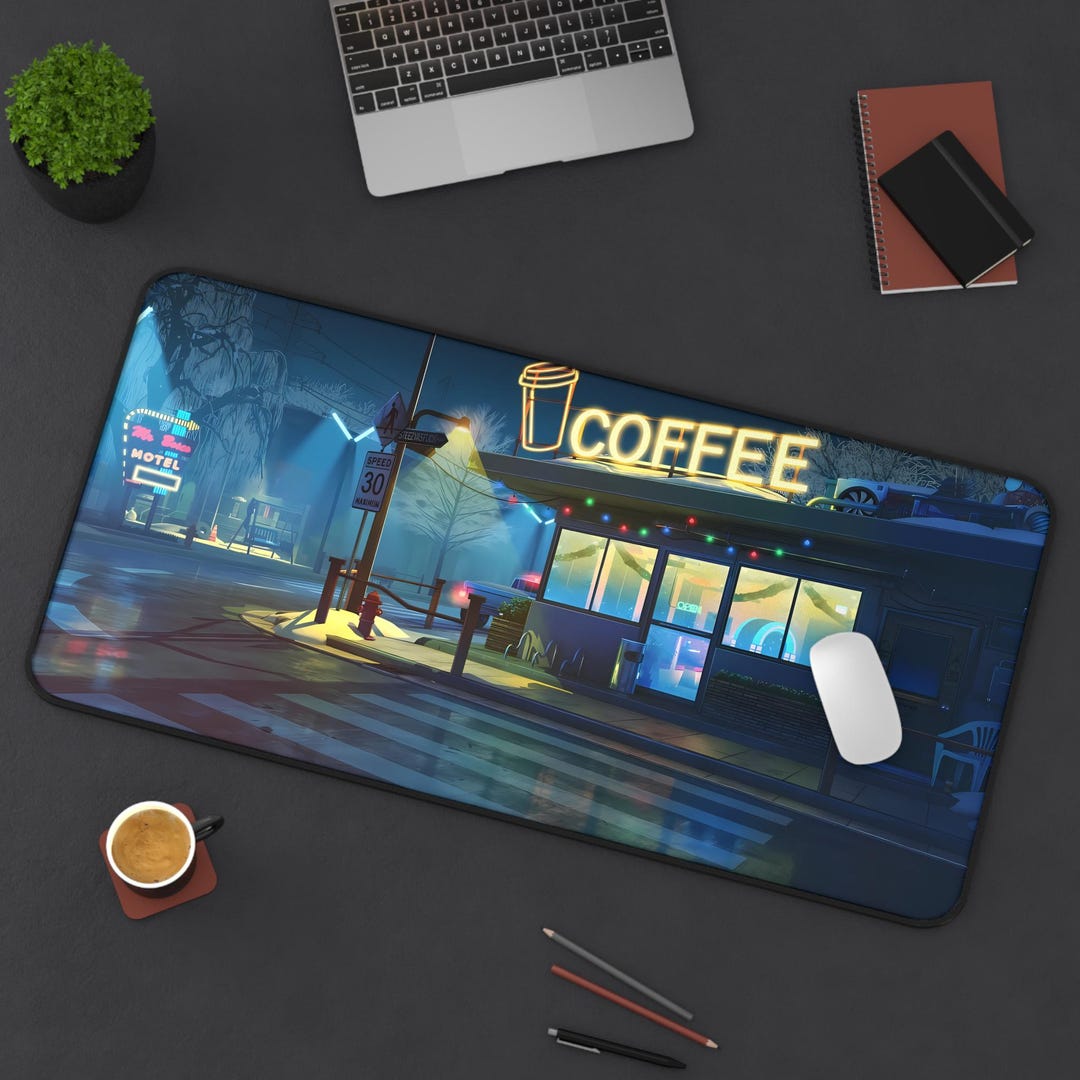 Coffee Shop Deskmat | Cute Aesthetic Gaming Mousepad | Cafe PC Mat ...