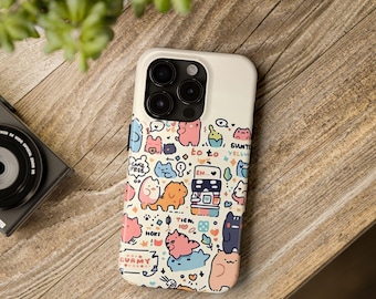 Pastel Cat iPhone Case | Cute Kitten Phone Cover | Soft Color Case | Protective Glossy | Wireless Ready | Gift for Cat Lovers