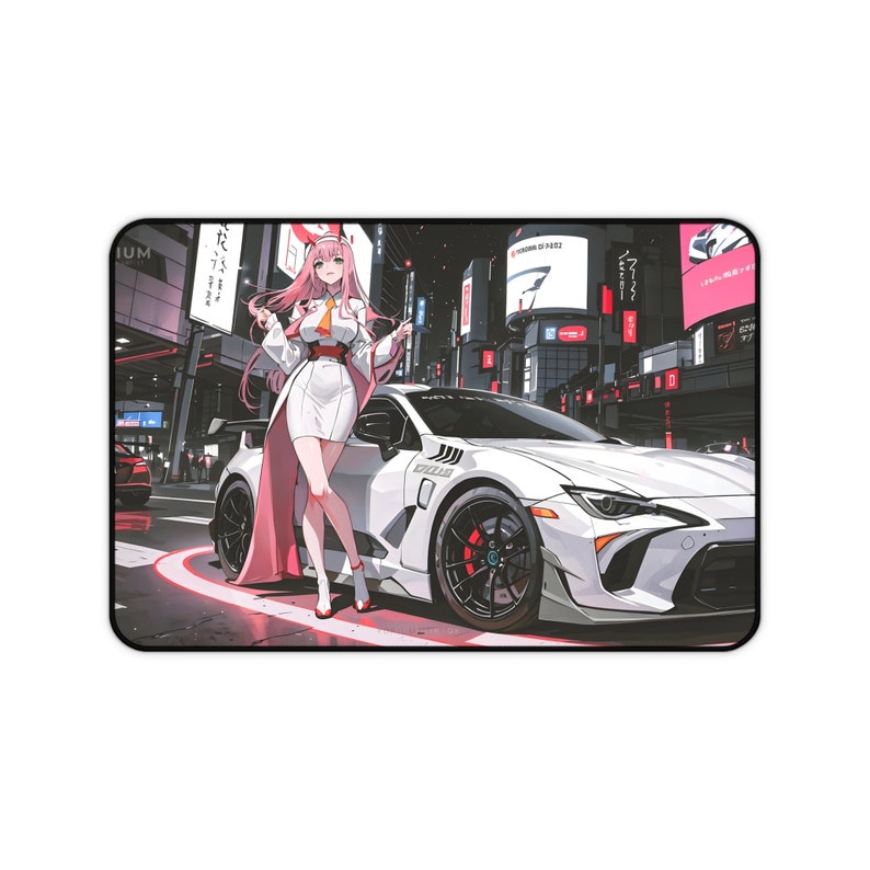 Waifu-bureaumat ahegao | Esthetische anime-muismat | Mangameisjes zwart wit anaglyph glitch glitchcore | XL XXL gaming-bureaumat muismat afbeelding 5