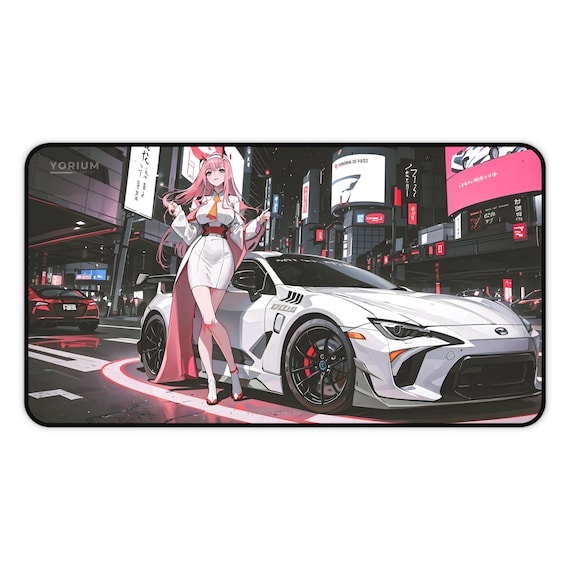 Waifu Deskmat ahegao | Anime mousepad aesthetic | Manga girls black white anaglyph glitch glitchcore | XL XXL gaming desk mat mouse pad