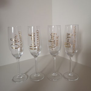 Personalised name vinyls for champagne glasses