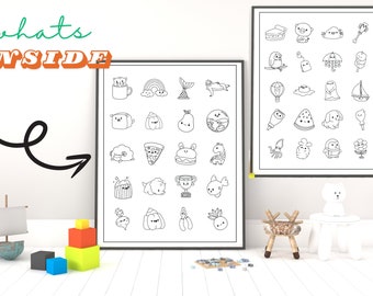 How to Draw Cute Stuff For Kids, instant digital download, printable learn to draw, how to draw animals step by step.