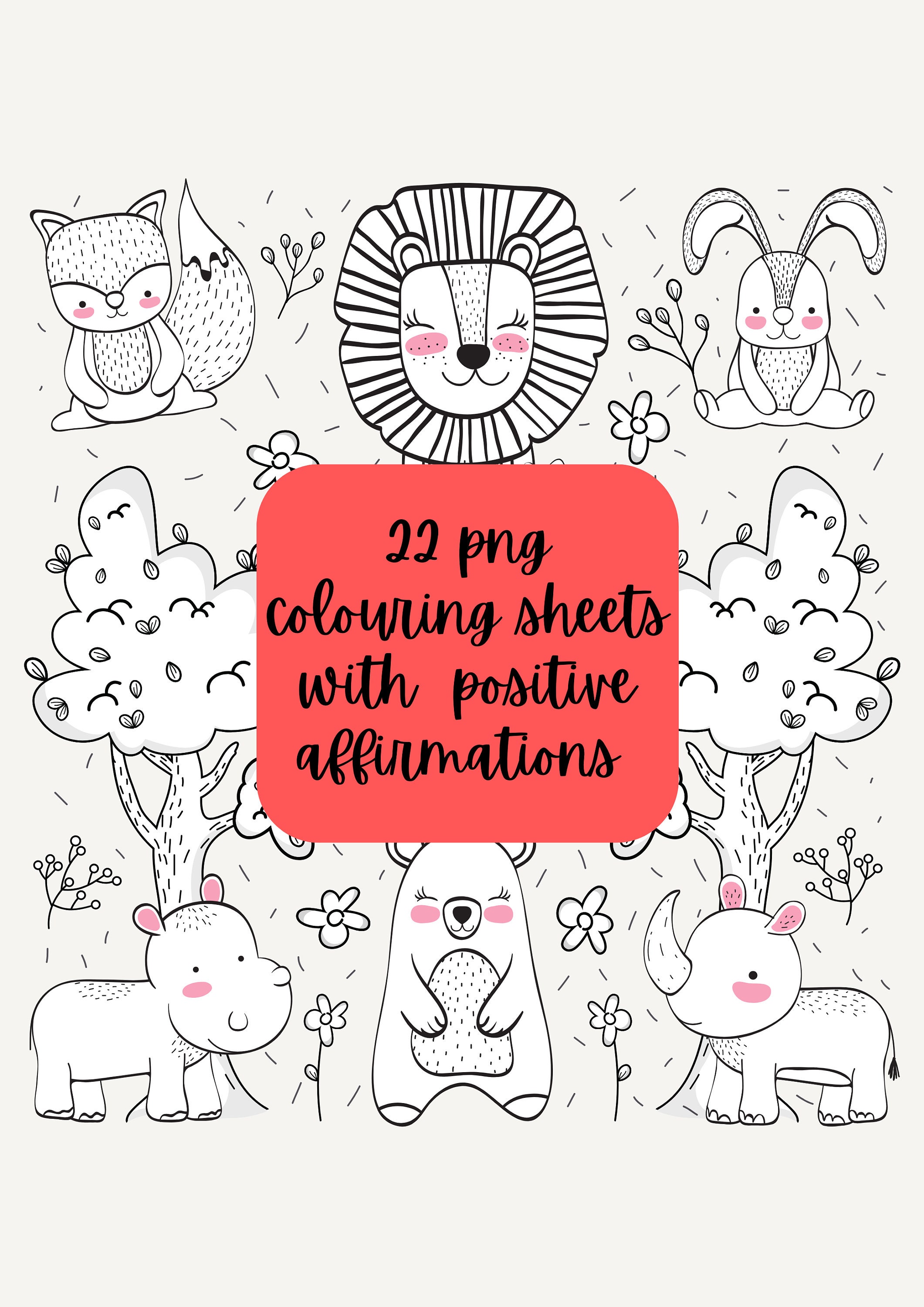 Positive Affirmation Coloring Sheets Set of 22 Inspirational - Etsy