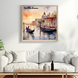 Venice Watercolor Poster: Romantic Canal Scene (Digital Download)