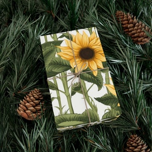Floral Wrapping Paper with Delicate Bamboo Motifs | Sunflower wrapping paper, gift wrap paper, floral wrapping paper