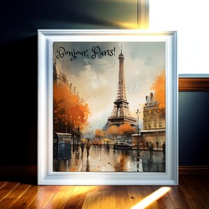 Paris travel poster in watercolour/Digital art/ wall hanging / Instant download/ Digital art