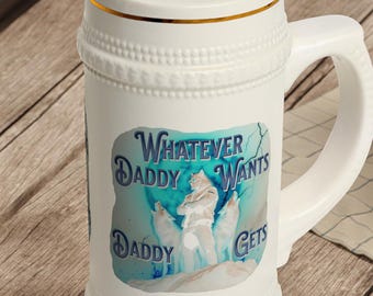 Jarra de cerveza caprichosa: regalo divertido para el Día del Padre, cerámica de 22 oz