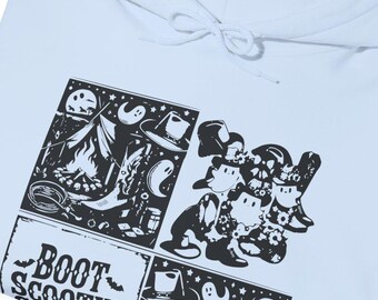 Sudadera con capucha y estampado gráfico unisex de Halloween con temática de Boot Scootin' Spooky