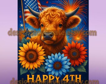 Vaca del 4 de julio en Papúa Nueva Guinea, vaca patriótica de las tierras altas, fuegos artificiales (archivo digital)