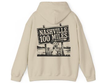Sudadera con capucha Nashville 100 Miles, unisex, música country