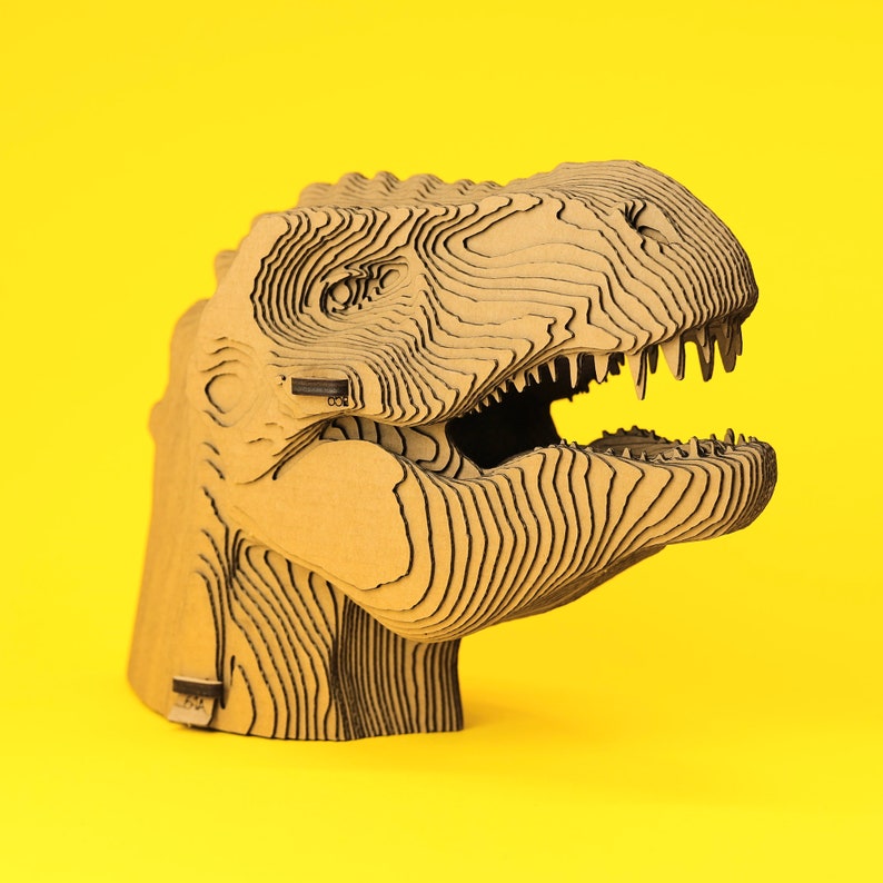 Dinosaur T-rex Cardboard 3D Puzzle: Eco-friendly DIY Sculpture Kit by ...