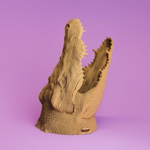 Crocodile Cardboard 3D Puzzle | Eco-friendly DIY Sculpture | 99 pieces | 9x5x7 in (22x14x18 cm) by CARTONIC