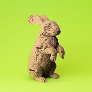 Rabbit Cardboard 3D Puzzle | Eco-friendly DIY Sculpture | 61 pieces | 7x3x5 in (19x9x12 cm) by CARTONIC