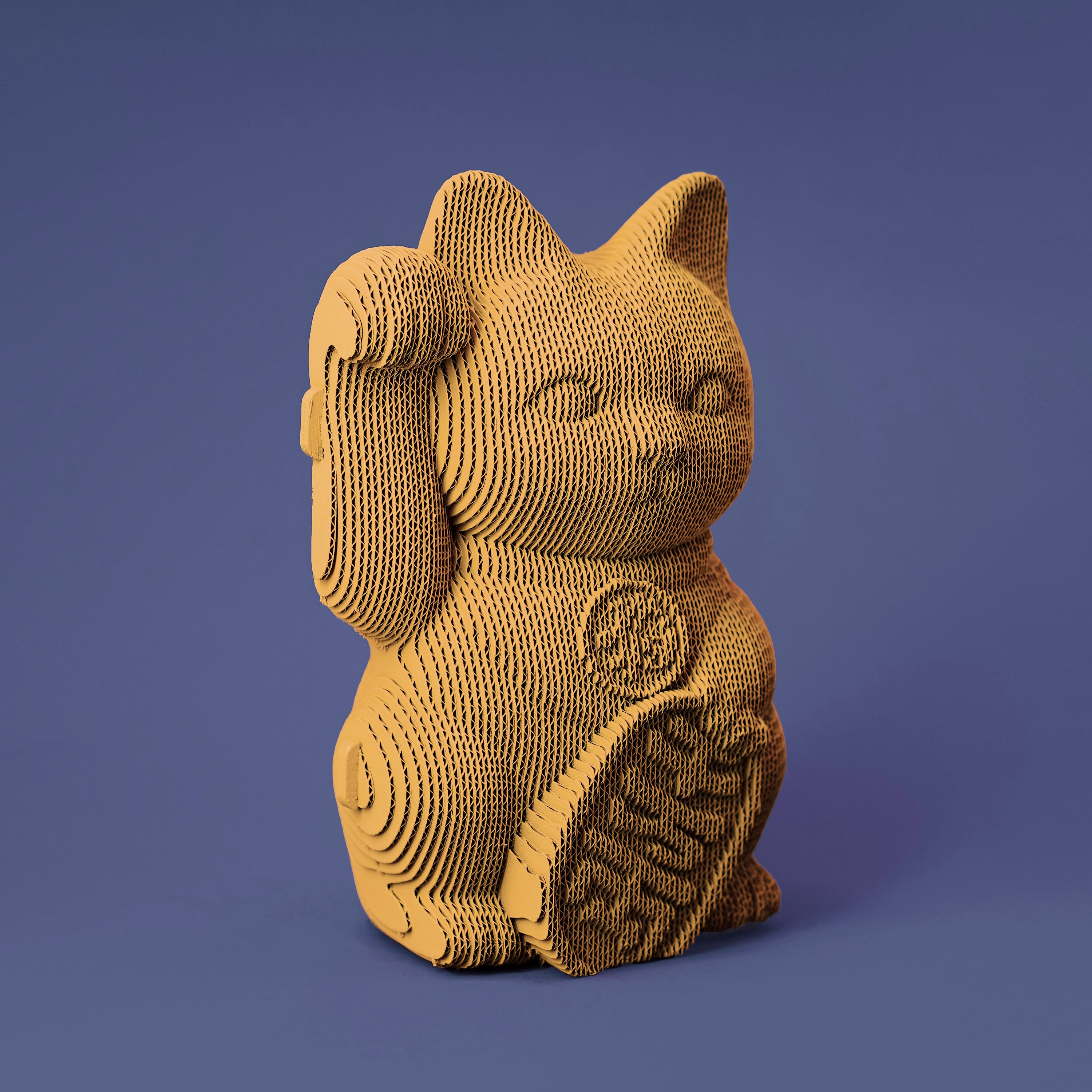 Lucky Cat 3D Puzzle: Eco-Friendly Cardboard DIY Sculpture