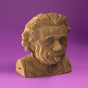 Puzzle 3D de cartón de Albert Einstein / Escultura ecológica DIY / 172 piezas / 18 x 14 x 14 cm (7 x 6 x 5 pulgadas) de CARTONIC