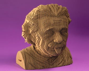 Einstein Cardboard 3D Puzzle – 172 Pieces, DIY Model Sculpture, Eco Friendly Science Decor Gift, Zero Plastic, Paintable, Gift-Ready
