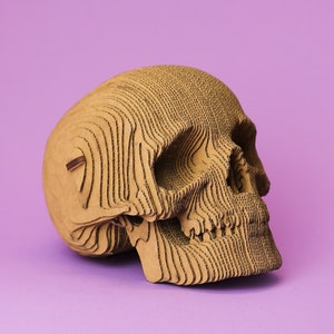 Skull Cardboard 3D Puzzle | Eco-friendly DIY Sculpture | 72 pieces | 5x4x6 in (12x10x17 cm) by CARTONIC