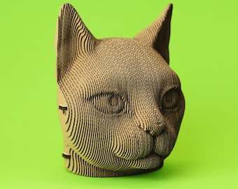 Kartonnen 3D-puzzel katten – 89 stukjes, doe-het-zelfmodel sculptuur, milieuvriendelijk decor cadeau voor kattenliefhebbers, geen plastic, overschilderbaar, klaar voor cadeaus