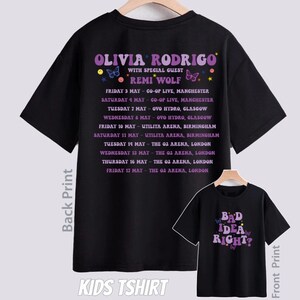 Kids GUTS Album Bad Idea Right Tour 2024 Olivia World Tour Tshirt Tour Dates Olivia Tour Rodrigo 2024 Fan Inspired Tshirt Concert Music image 2