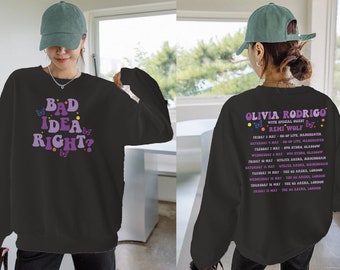 GUTS Bad Idea Right World Tour Sweatshirt Tour Dates Olivia Tour Rodrigo 2024 Fan Inspired Sweatshirt  Concert Music Merch