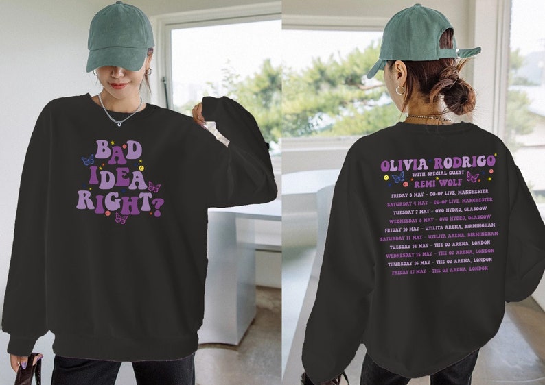 GUTS Bad Idea Right World Tour Sweatshirt Tour Dates Olivia Tour Rodrigo 2024 Fan Inspired Sweatshirt Concert Music Merch image 1