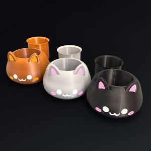 Plant Pots - 3D printed Happy Cat Planter for Plants, Flowers and Succulents. Ideal for home decor.