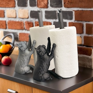 Porta-toalhas de papel. Decoração de cozinha e casa, decoração de cozinha moderna, decoração de casa de gato, porta-toalhas de papel de gato bancada