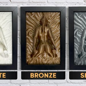 Color options – white, bronze, silver, gold, black erotic art sculpture of naked woman