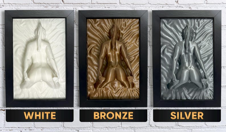 Color options – white, bronze, silver, gold, black erotic art sculpture of naked woman