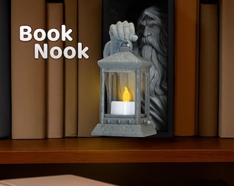 Wizard Lantern Book Nook Insert – 3D Fantasy Shelf Decor