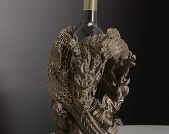 Wine Bottle Holder - 3D Printed Dragon. Unique Kitchen Decor and Wine Rack | Great wine gift idea.