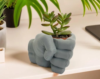 Small Modern Plant Pot for Cactus or Indoor Plants - 3D Printed Succulent Planter