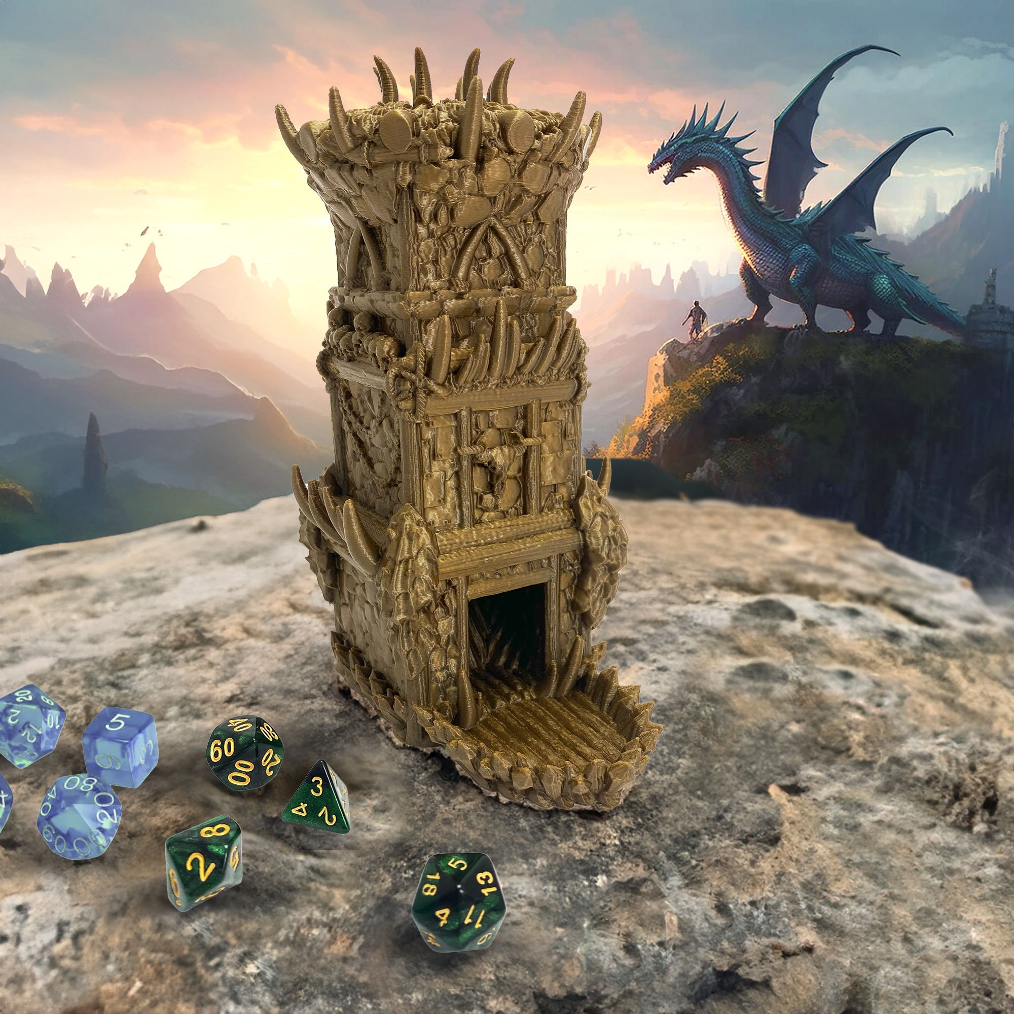 Dice Tower 3D Printed Dnd Player Gift for True Gamers Dnd Accessories