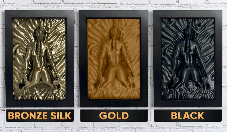 Color options – bronze, gold and black erotic art sculpture of naked woman