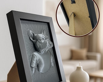 French Bulldog 3D Wall Art – Dog Lover Gift, Funny Pet Decor, 3D Printed Bulldog Sculpture in Frame, Modern Wall Decor for Home or Office