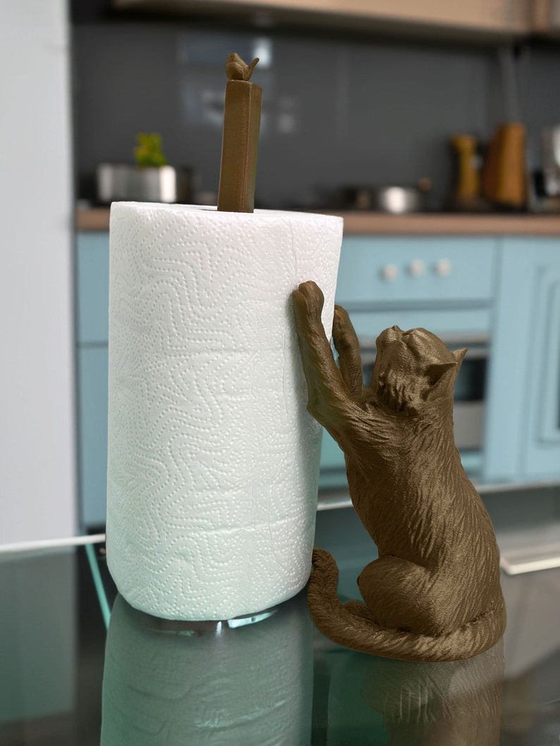 Bronze cat paper towel holder