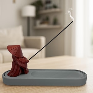 Meditations-Räucherstäbchenhalter mit Aufbewahrung - 3D gedruckter Mönch, Zen Yoga Räucherstäbchenbrenner, Entspannung und Wohndekor Geschenk