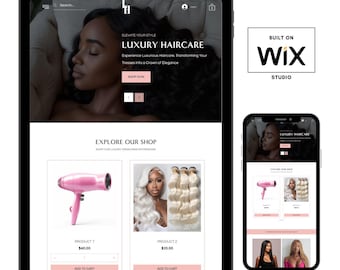 Wix Hair Website Template: Pink Theme, Canva Banners (Digital)