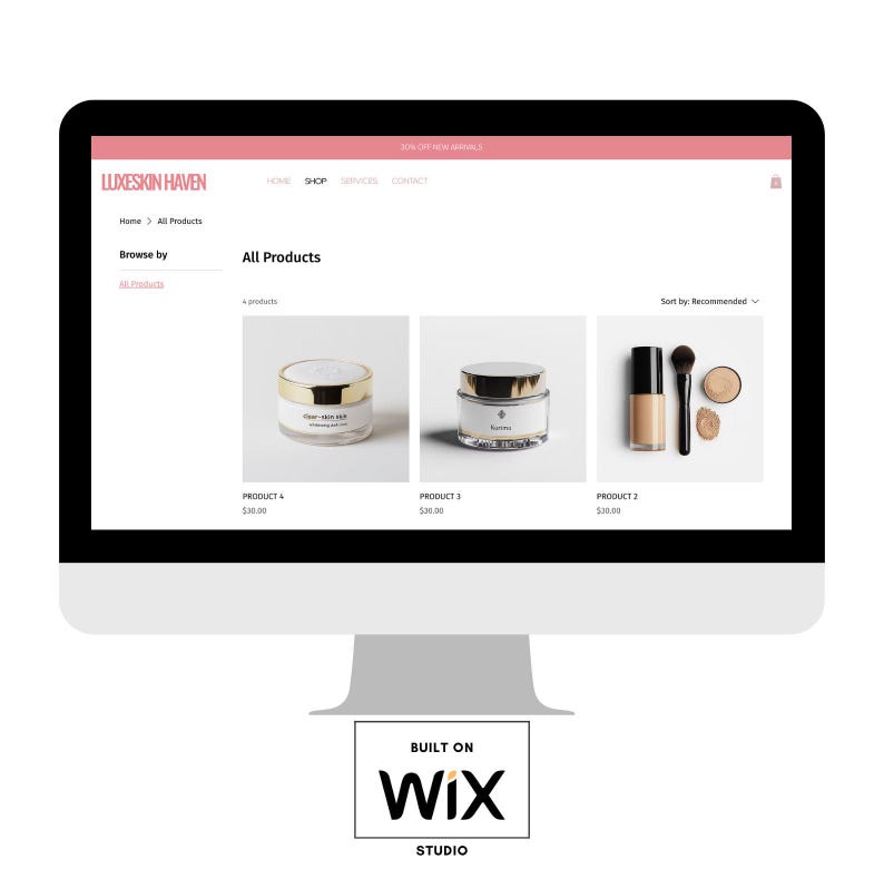 skincare store website template