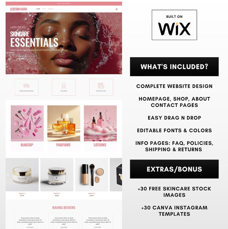 wix skincare website template