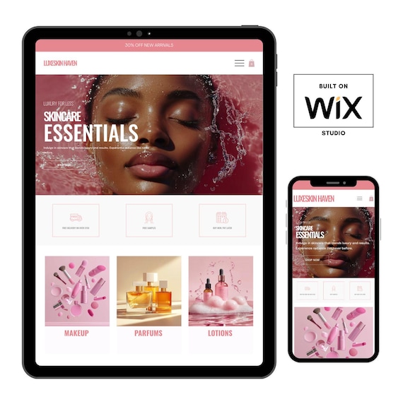 Skincare Wix Website Template: Beauty & Makeup Design + Canva Instagram Templates