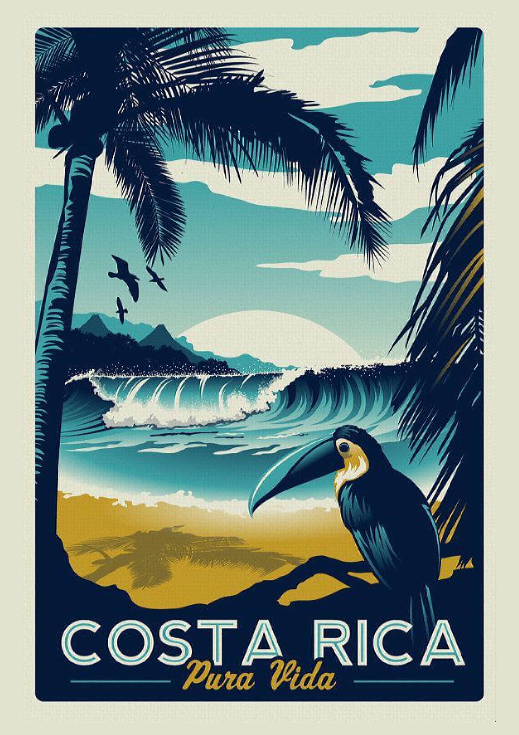 Travel Poster, Cost Rica. Wall Art, Tourism