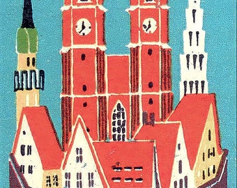 Framed A3 Vintage Munich Travel Poster