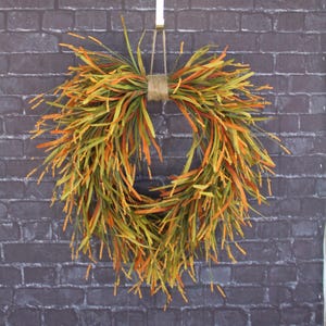 Autumn Grass Wreath - Fall Decor  Fall Wreath for door - Artificial Fall Wreath